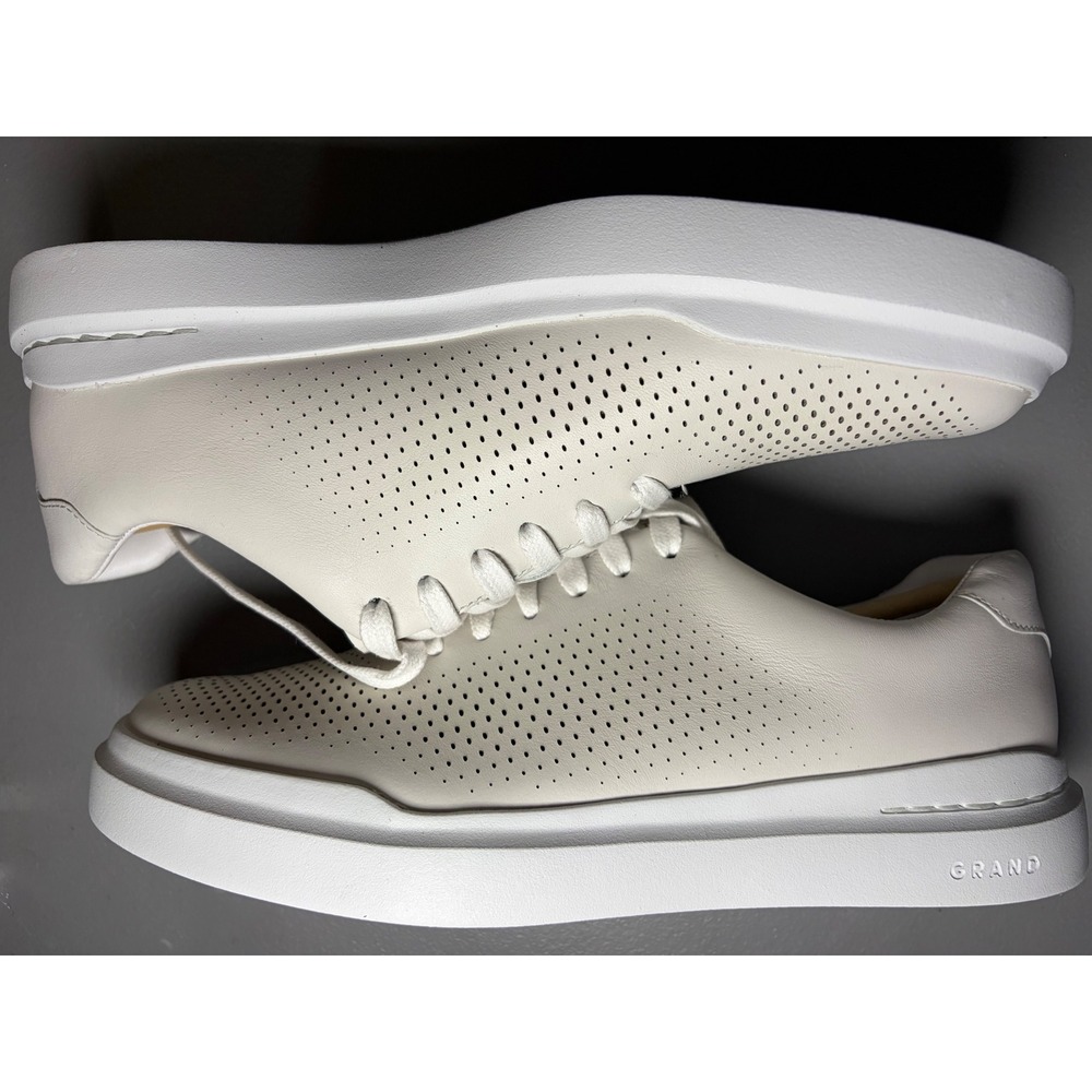 Cole Haan GrandPrø Rally Laser Cut Sneakers Mens 7.5 White Leather C31436